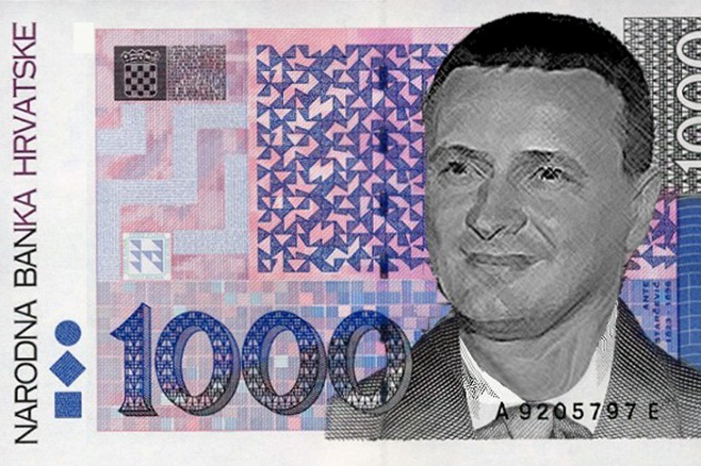Krivotvorena novčanica od 1000 kuna