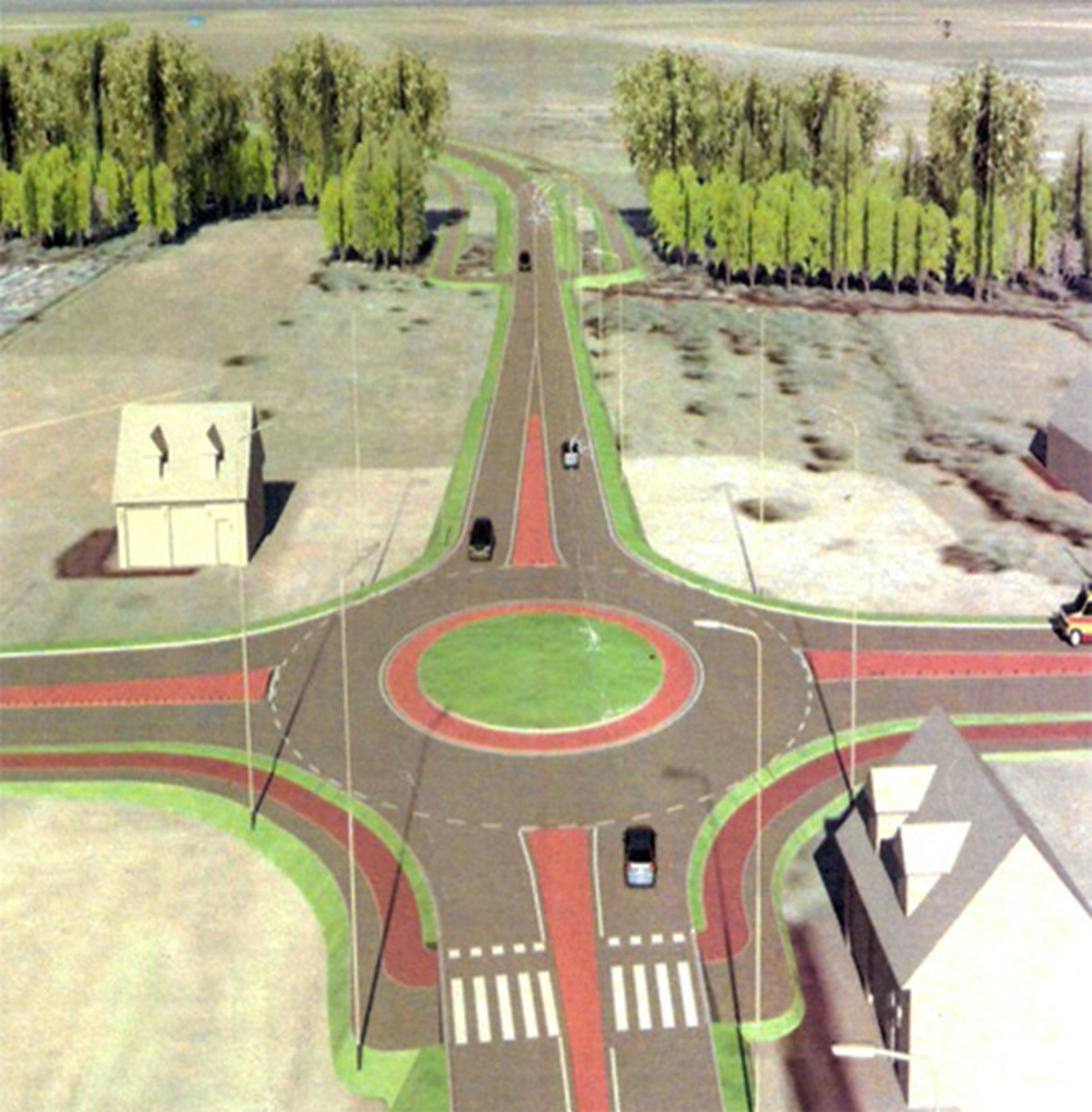 Prikaz kružnog toka križanja sa županijskom cestom Ž4157 iz smjera zapada