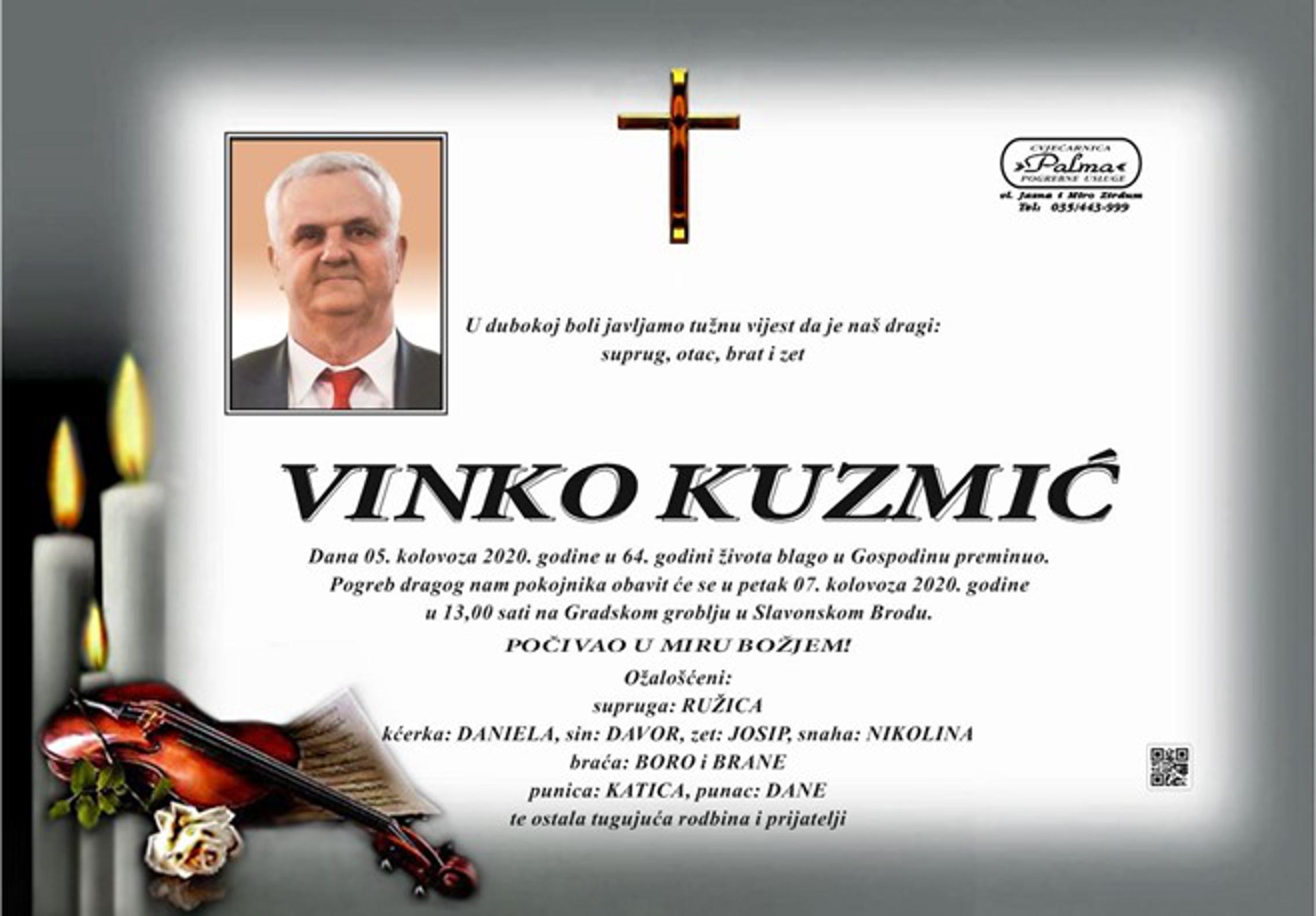 Osmrtnica Vinko Kuzmić
