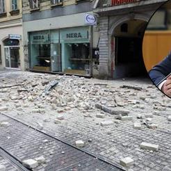 Zagrebačke ulice nakon potresa. U krugu: gradonačelnik Mirko Duspara